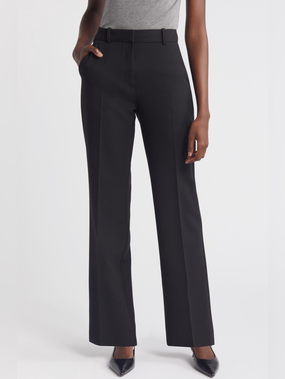 Nordstrom Women’s Tailored Black Straight Leg Trouser Pant Suit Pants Size 10